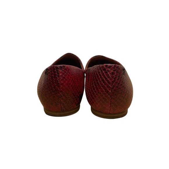 Zodiac Women’s Red Leather Embossed Snakeskin Pointed Toe Hill Flats Size 8M - Picture 7 of 8